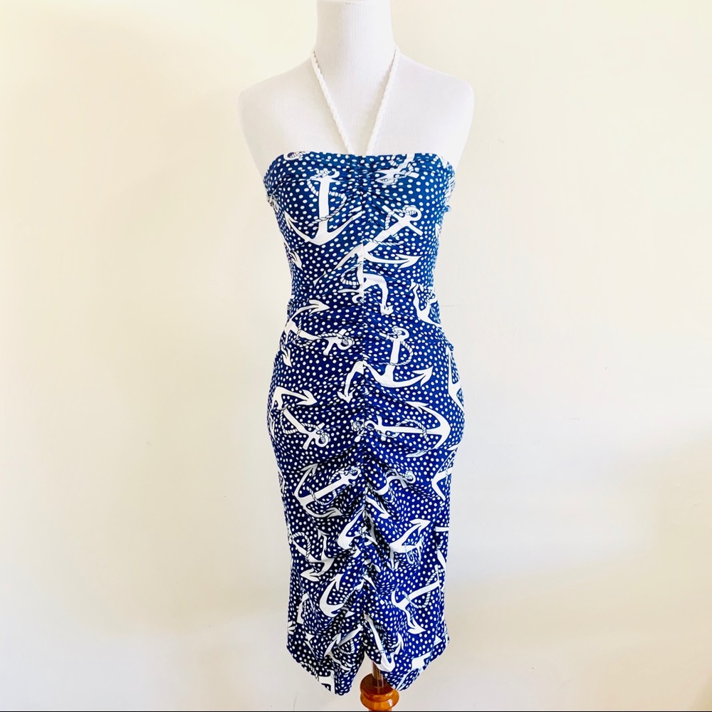 Betsey Johnson Nautical Print Halter Dress